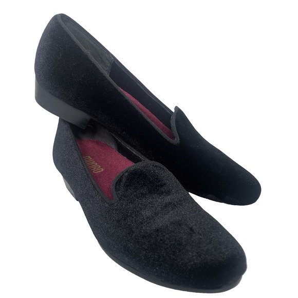 MUNRO Cerise Smoking Slipper Loafer 8.5 N Black Velvet Slip-On Comfort Flats NIB - Picture 12 of 14